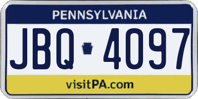 PA license plate JBQ4097