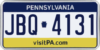 PA license plate JBQ4131