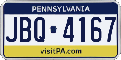 PA license plate JBQ4167