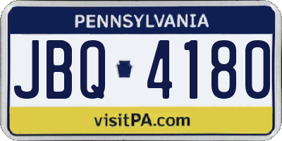 PA license plate JBQ4180