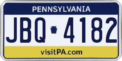 PA license plate JBQ4182