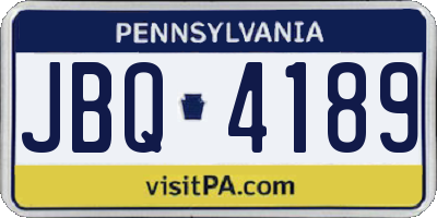 PA license plate JBQ4189