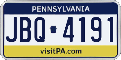 PA license plate JBQ4191