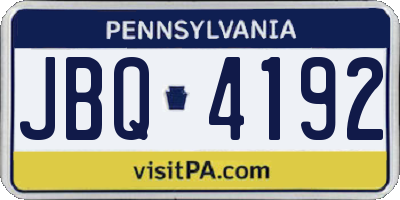 PA license plate JBQ4192