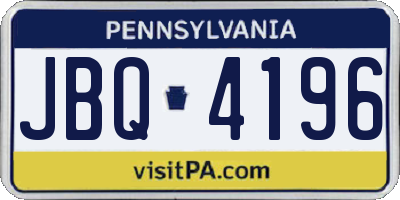 PA license plate JBQ4196