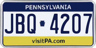 PA license plate JBQ4207