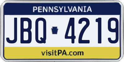 PA license plate JBQ4219