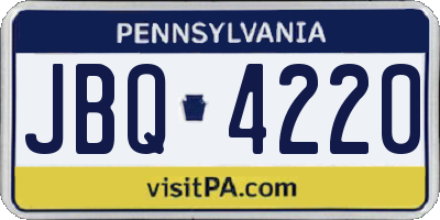 PA license plate JBQ4220