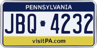 PA license plate JBQ4232