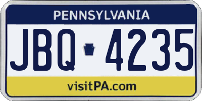 PA license plate JBQ4235