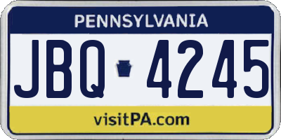 PA license plate JBQ4245