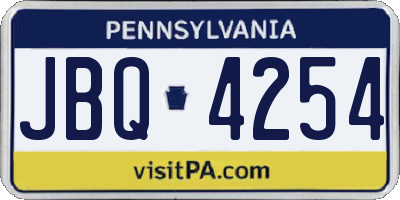 PA license plate JBQ4254