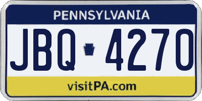 PA license plate JBQ4270