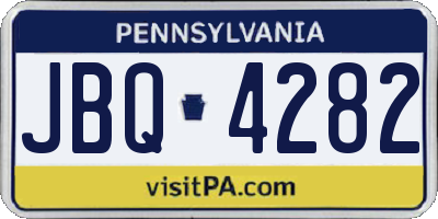 PA license plate JBQ4282
