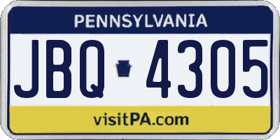 PA license plate JBQ4305