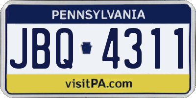 PA license plate JBQ4311