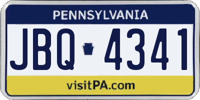 PA license plate JBQ4341