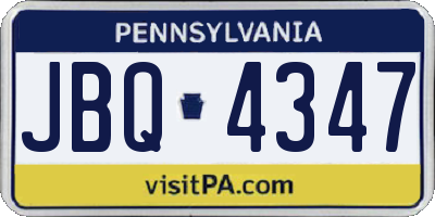 PA license plate JBQ4347