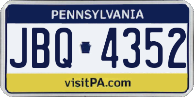 PA license plate JBQ4352