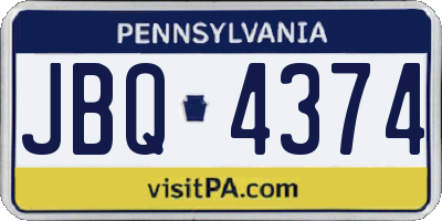 PA license plate JBQ4374