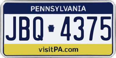 PA license plate JBQ4375