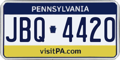 PA license plate JBQ4420