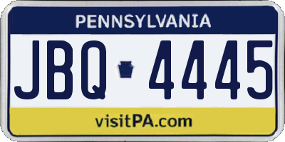 PA license plate JBQ4445