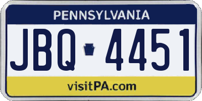 PA license plate JBQ4451