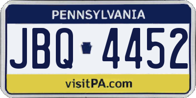 PA license plate JBQ4452