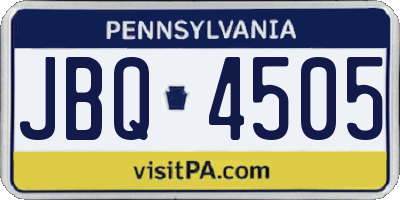 PA license plate JBQ4505