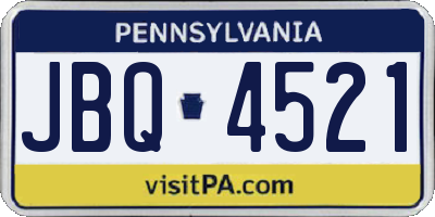 PA license plate JBQ4521