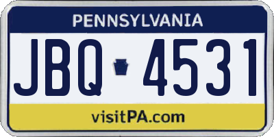 PA license plate JBQ4531