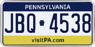 PA license plate JBQ4538