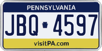PA license plate JBQ4597