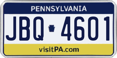 PA license plate JBQ4601