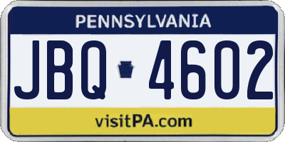 PA license plate JBQ4602
