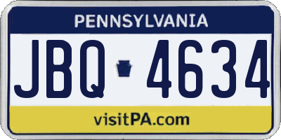 PA license plate JBQ4634