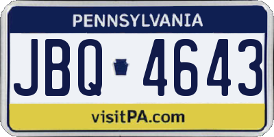 PA license plate JBQ4643