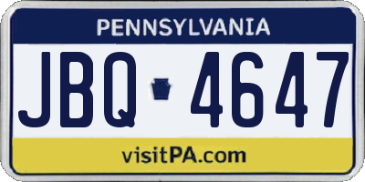 PA license plate JBQ4647