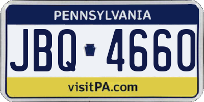 PA license plate JBQ4660