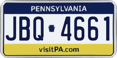 PA license plate JBQ4661
