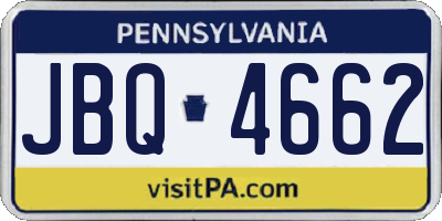 PA license plate JBQ4662