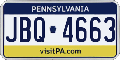 PA license plate JBQ4663