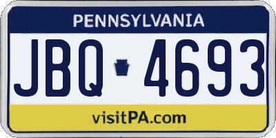 PA license plate JBQ4693