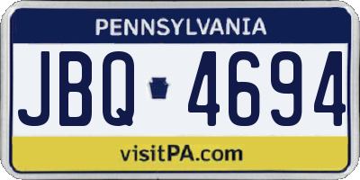 PA license plate JBQ4694
