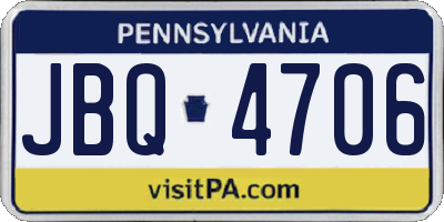PA license plate JBQ4706