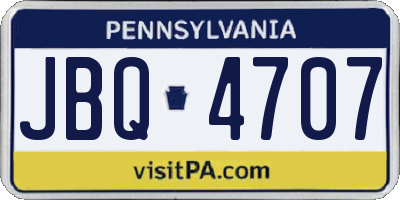 PA license plate JBQ4707