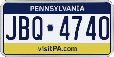 PA license plate JBQ4740