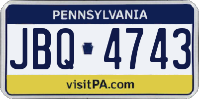 PA license plate JBQ4743
