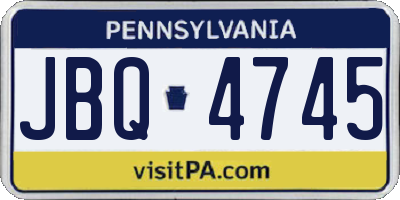 PA license plate JBQ4745